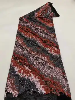 Afrikanische Mesh Französisch Pailletten Spitze Stoff Bestickt Nigerianischen Tüll Stoffe 2024 Hohe Qualität Nähen Party Kleider 5 Yards ST