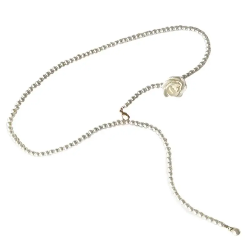 

31BB Elegant Pearls Shawl Body Chain Hand Beading Chain Belt for Stage Shows