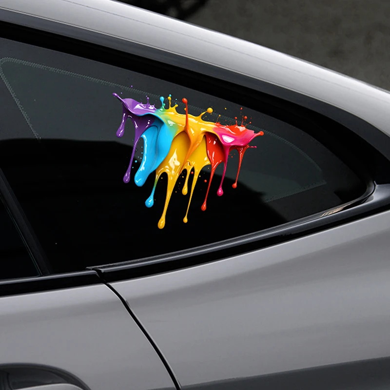 New Car Interior Stickers With Dopamine Coloured Fluid Paint Vinyl For Reflective Car Fuel Tank Window Decal Stickers