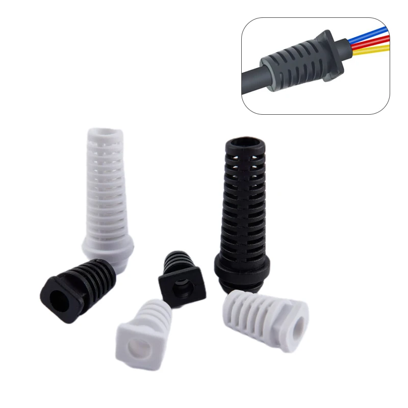 10PCS 4.6/5.2/6mm Cable Gland Connector Rubber Strain Relief Cord Boot Protector ---Black White