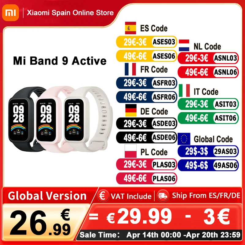Globale Version Xiaomi Smart Band 9 Aktive Bluetooth-Smartwatch 1,47-Zoll-TFT-Bildschirm 18 Tage