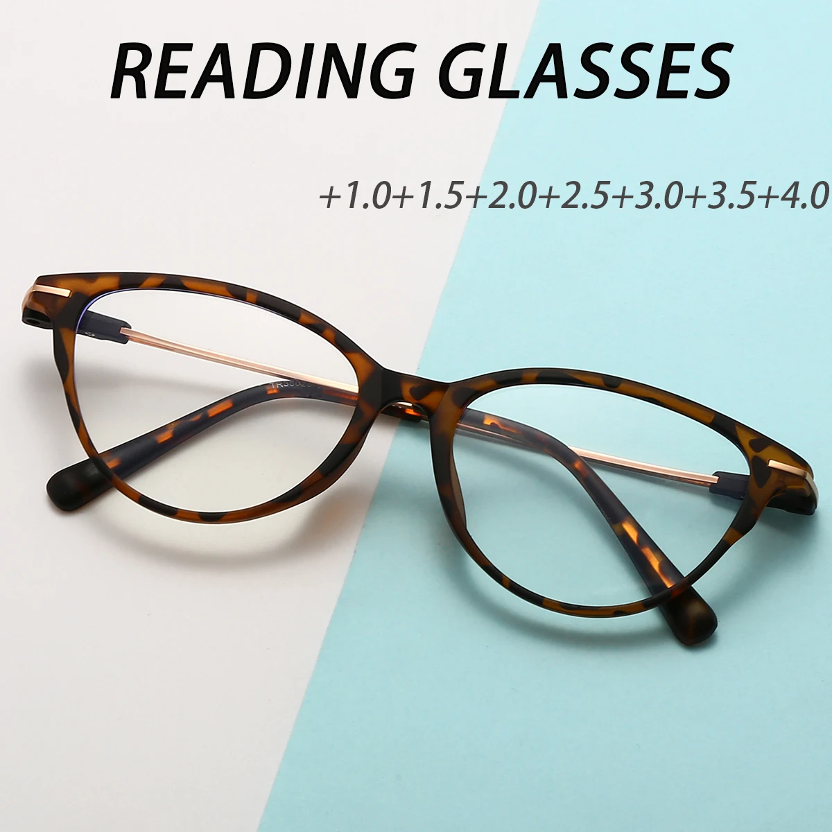 FYTOO Women's Tortoiseshell Cat-Eye Glasses, TR Frames, Blue Light Blocking Reading Glasses. Lens powers +1.0 to +4.0 available.