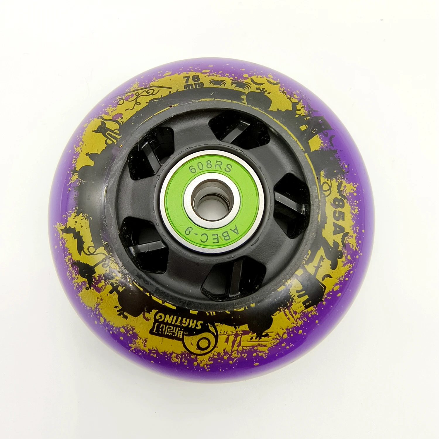 Inline skate wheel purple wheel 76mm 85a abec-9 bearing