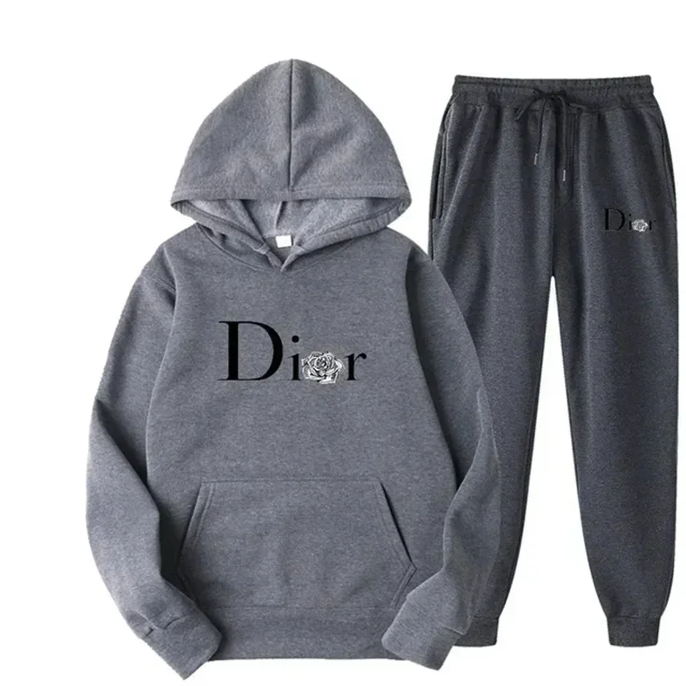 Conjunto de 2 peças de moletom com capuz e calças de cordão para homens e mulheres, hoodies esportivos masculinos, Running Sportswear, agasalho da