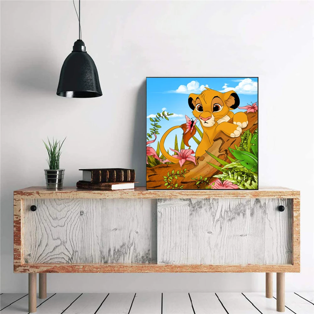 Disney Full Round Diamond Painting The Lion King Simba 5D Diamond Embroidery Mosaic Cross Stitch Winter Home Decor Gift