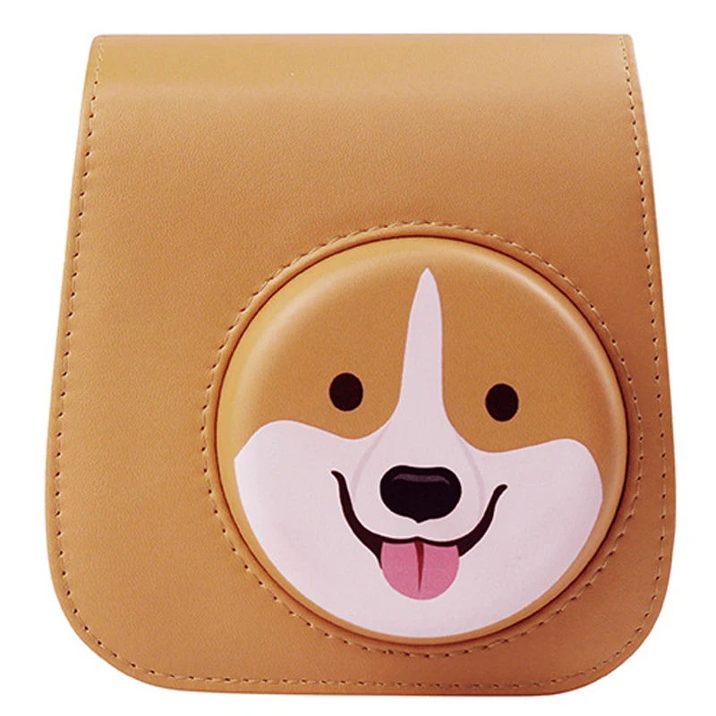 New Pattern Yellow Corgi Dog PU Leather Case Bag Protective Cover For Fujifilm Instax Mini 11/9/8 Camera With Shoulder Strap