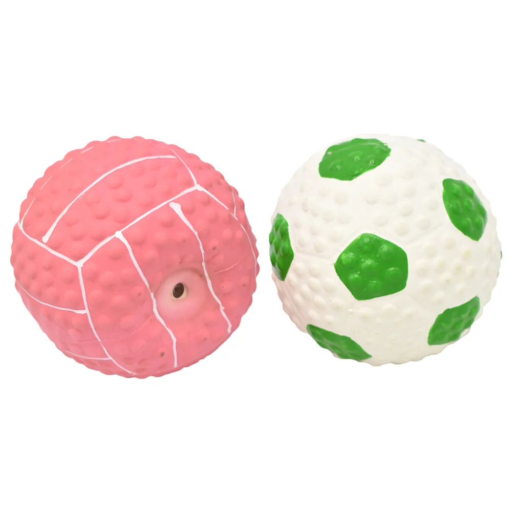 2 Pcs Toy Ball Soccer Dog Latex Balls Supple Toys for Puppy Plush Funny Squeaky Emulsion Chew Interactive