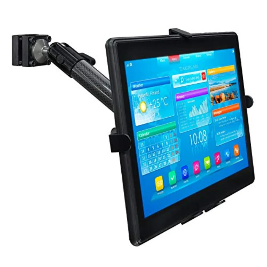 Car headrest tablet holder for back seat use carbon fiber material black color adjustable 711 inch fit for iPad Galaxy Fire tab