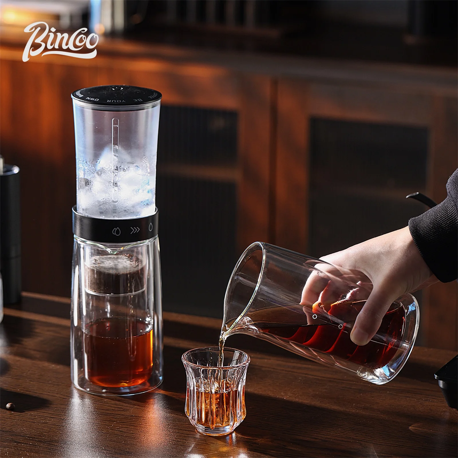 

Профессиональный стеклянный графин Bincoo для холодного заваривания и дриппинга, двухслойный, с контролем температуры, идеален для дома