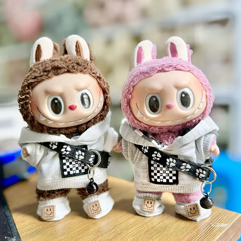 17cm Mini Plush Doll'S Clothes Outfit Accessories Couple Hoodie Student Outfit Labubu Clothes Ropa Labubu