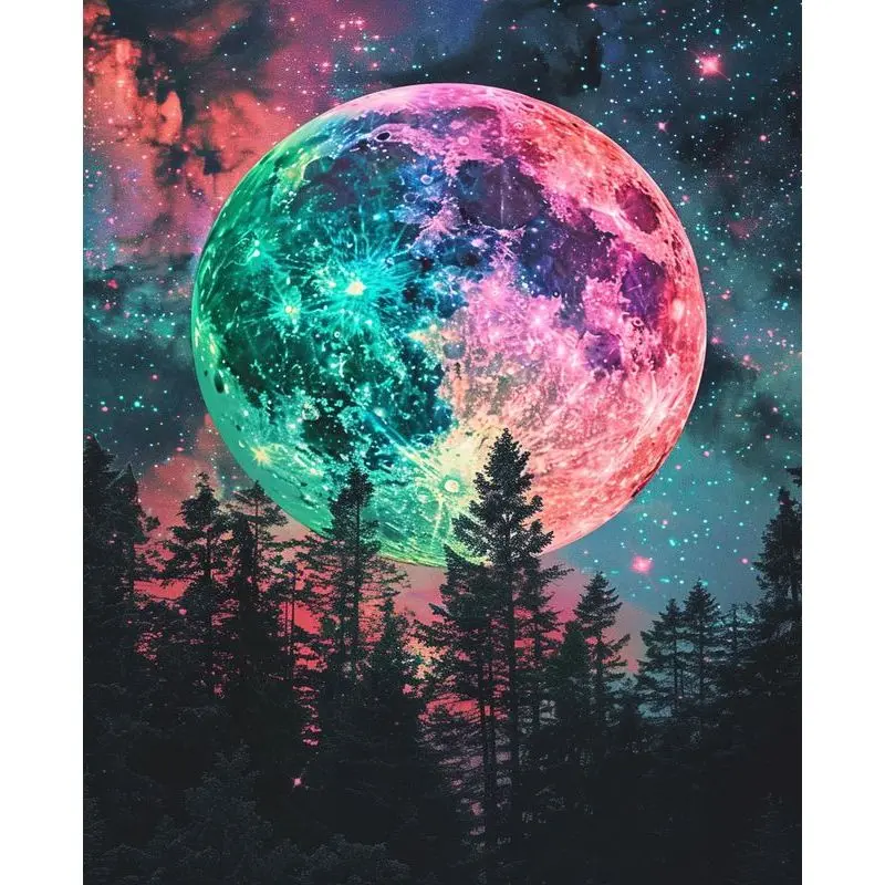 

RUOPOTY Paint By Number Fantasy Night Forest Painting Handpainted Diy Drawing On Canvas Modern Home Artwork For Adult