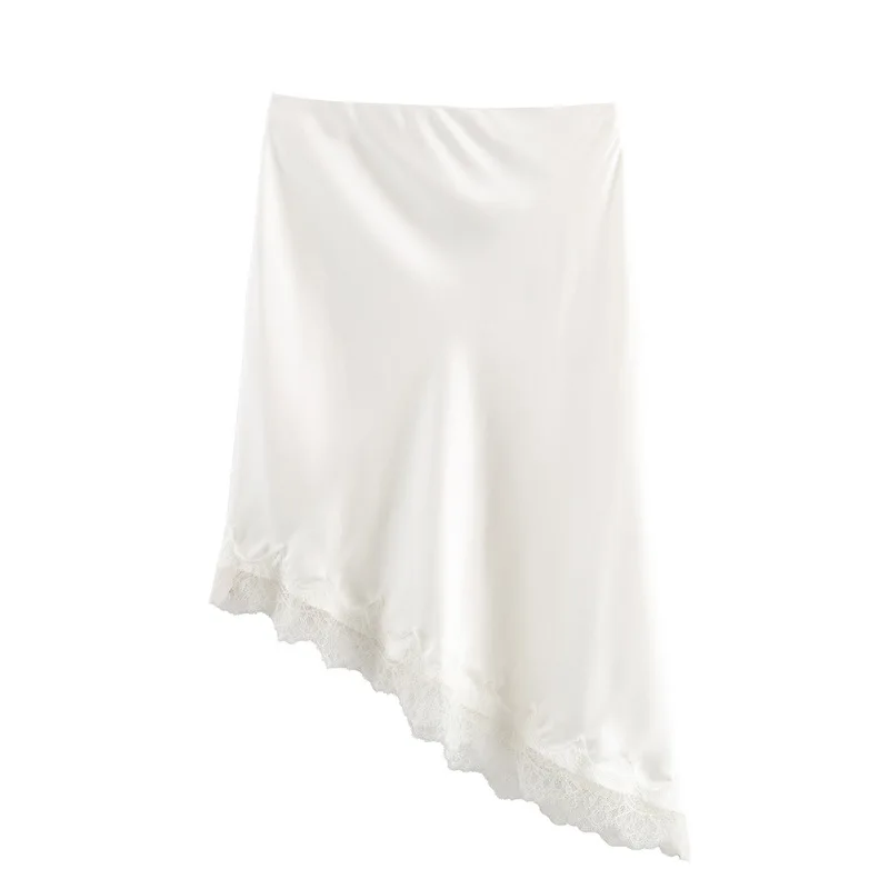 Tossy White Lace Patchwork Long Skirt For Women Slim High Waist Elegant Commute Printed Party Looks Clothes Female Maxi Skirts