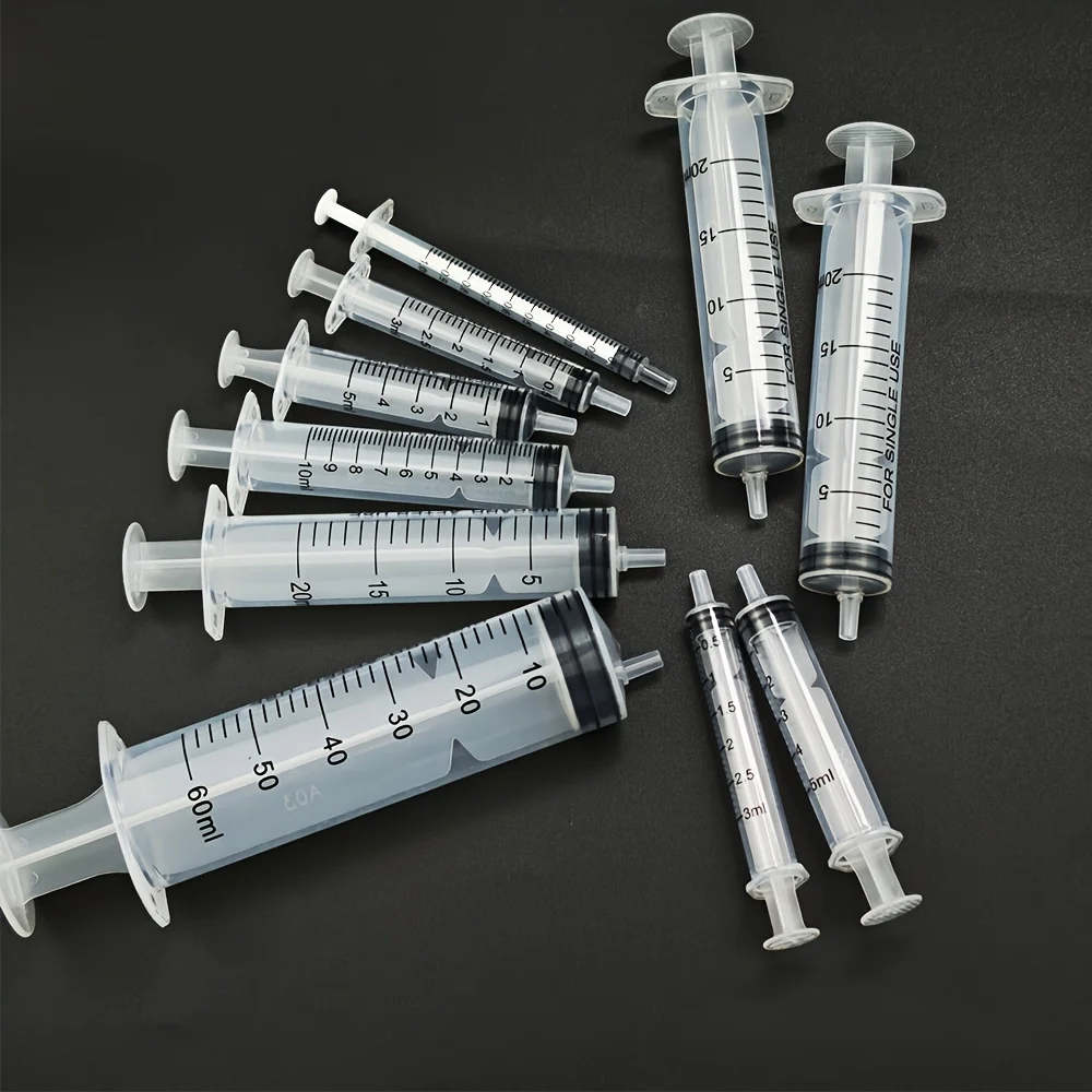 5 Stück/7 Stück 1ML/3ML/10ML/20ML/30ML/60ML Spritzen mit klarer Skala zum Klebstoffdosieren, Flüssigkeitsmessung, Tierfütterung, Tintennachfüllung – Detail 4