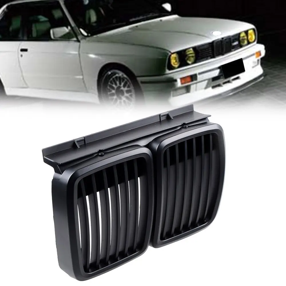 Kisi depan pengganti untuk BMW E30 3-Series M3, kisi depan tudung Bumper hitam Matte 1982-1994