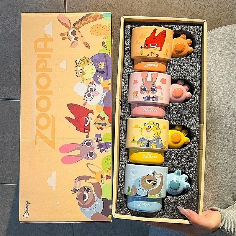 

Crazy Zootopia Judy Pattern 300ml Ceramic Mug Set Disney Cartoon Anime Accessories Couple Home Water Cup Holiday Gift