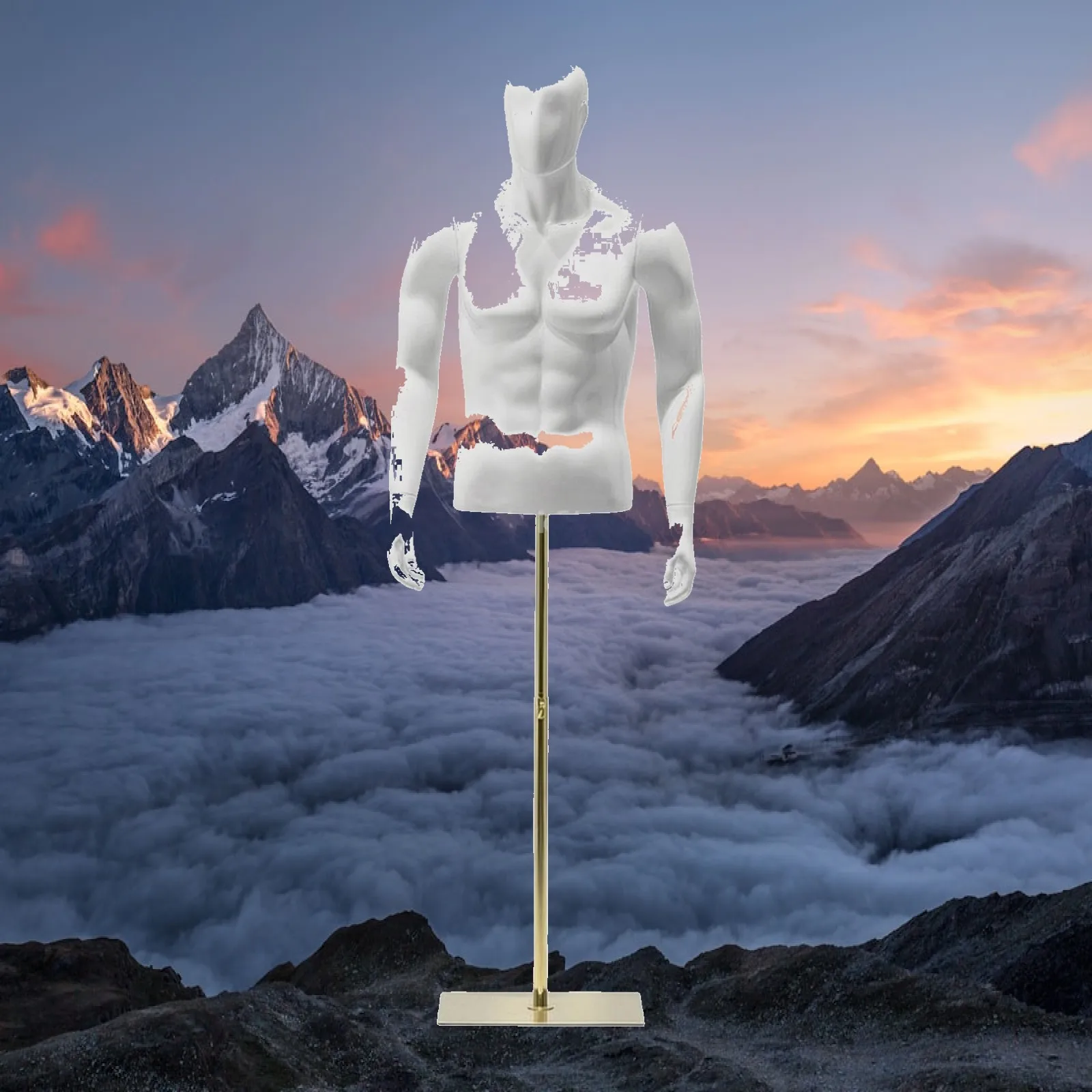 Professional Upper Body Mannequin for Men with Sturdy Iron Base Ideal for Shirts and Athletic Apparel Display