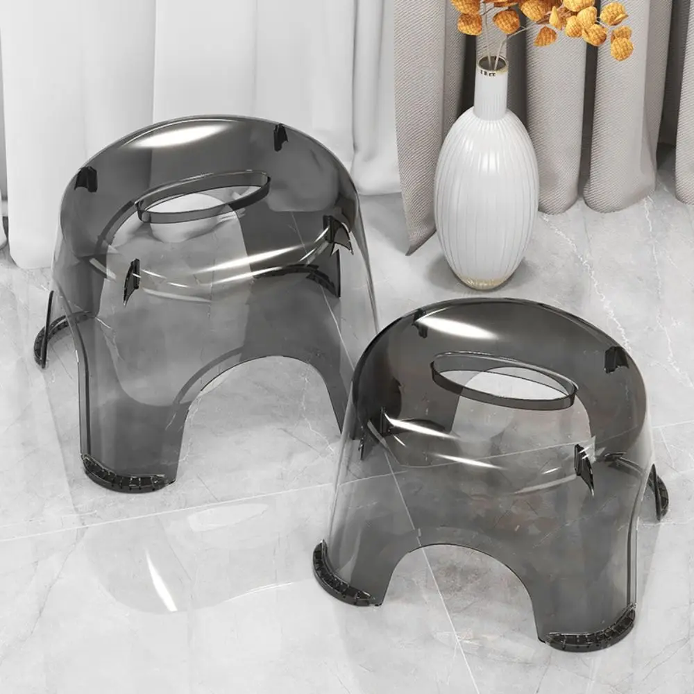 Non-slip Clear Shower Foot Stool Waterproof Transparent Small Low Stool Square Load-bearing Shoe