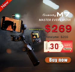 Hohem gimbal stabilizer iSteady M7 3-Axis Gimbal Cell phone stabilizer with AI Magnetic Fill Light Full Color Video Record Vlogg