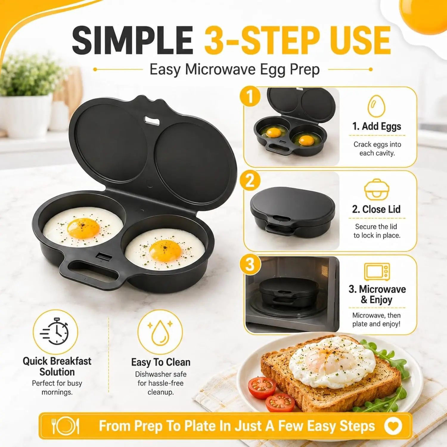 High Quality Double Cavity Microwave Egg Cooker Food Grade Plastic Egg Cooking Mold Home Utensils For Kitchen Accessories