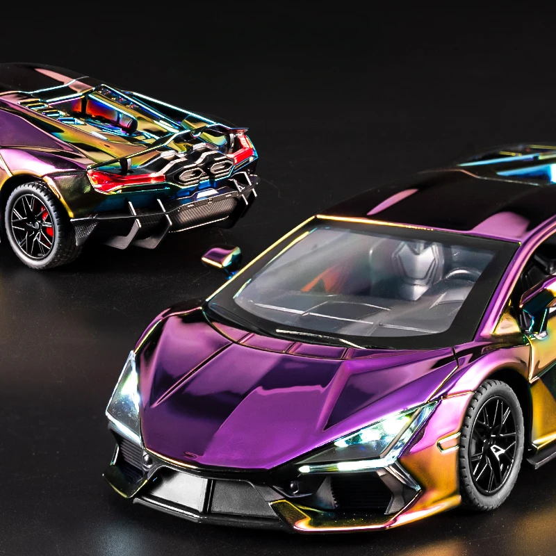 

Lamborghini Revuelto Super Car Model with Sound Light Electroplated 1:24 Children Boy Birthday Gift Miniature Voiture Home Decor