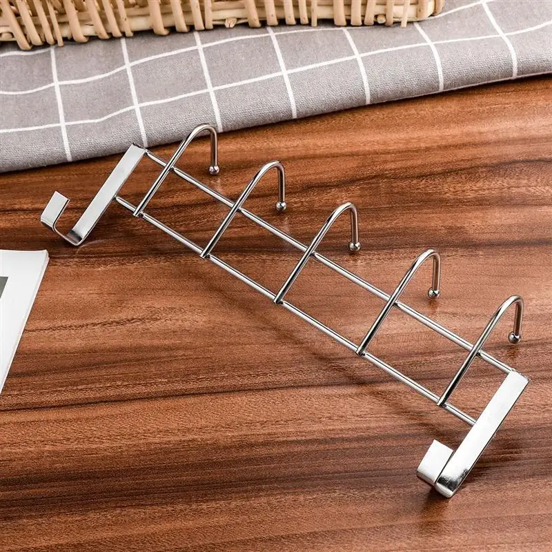 Over The Door 5 Hooks Home Bathroom Organizer Rack Clothes Coat Towel Hanger Stainless Steel Good Load-Bearing Wrought 24.5x9cm