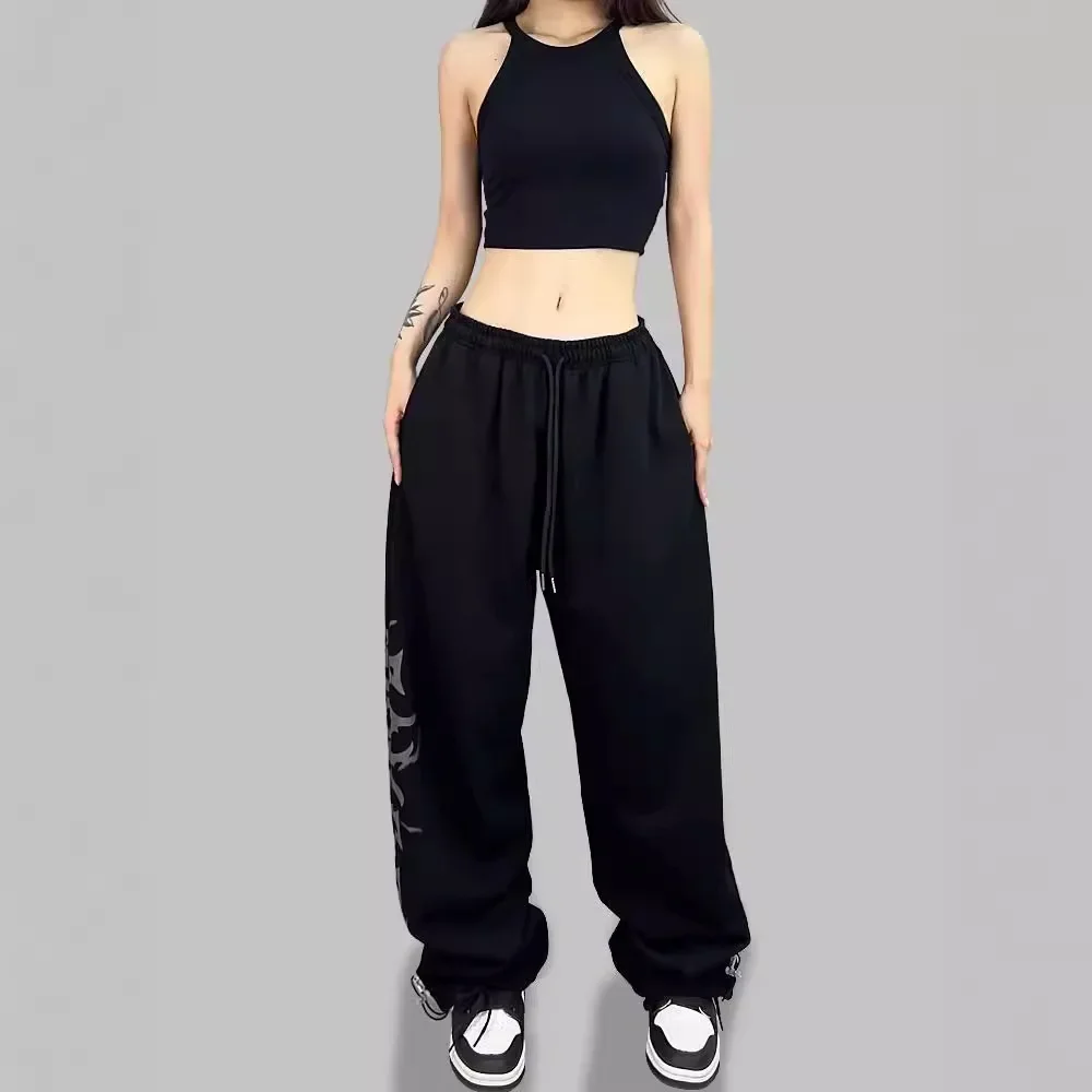 Street retro hip hop wide leg loose sweatpants women spring and autumn jazz hip hop mopping jazz dancing slacks