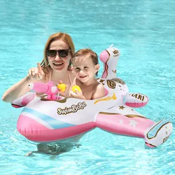 Swimbobo-flotador de asiento inflable para niños, flotador rosa para exteriores, pistola de agua, Avión de juego, anillo de natación para bebés, con dosel, Verano