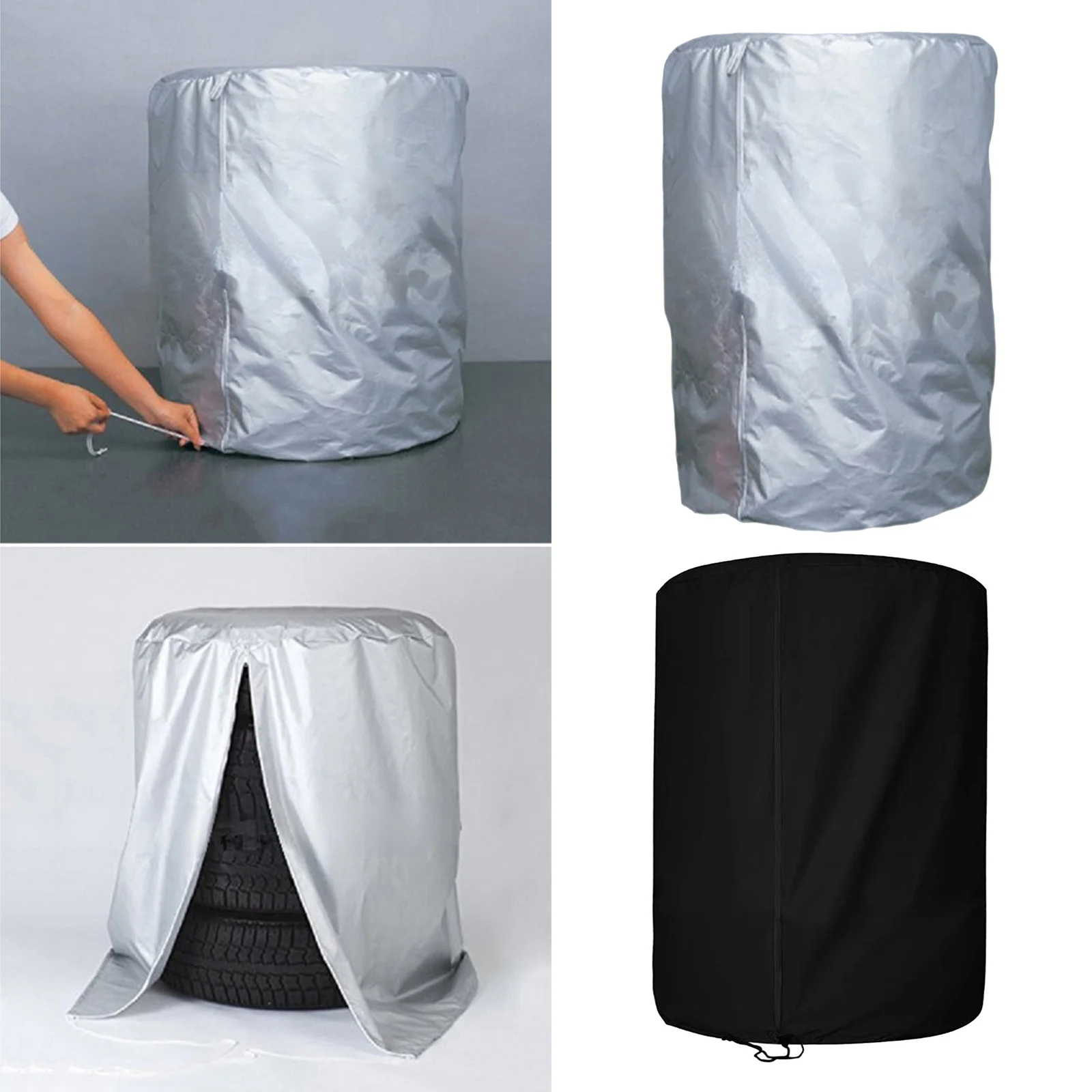 Car Tire Cover 4 Tires Stacked Drawstring Black Fit for 32.2 inch Tyre SUV