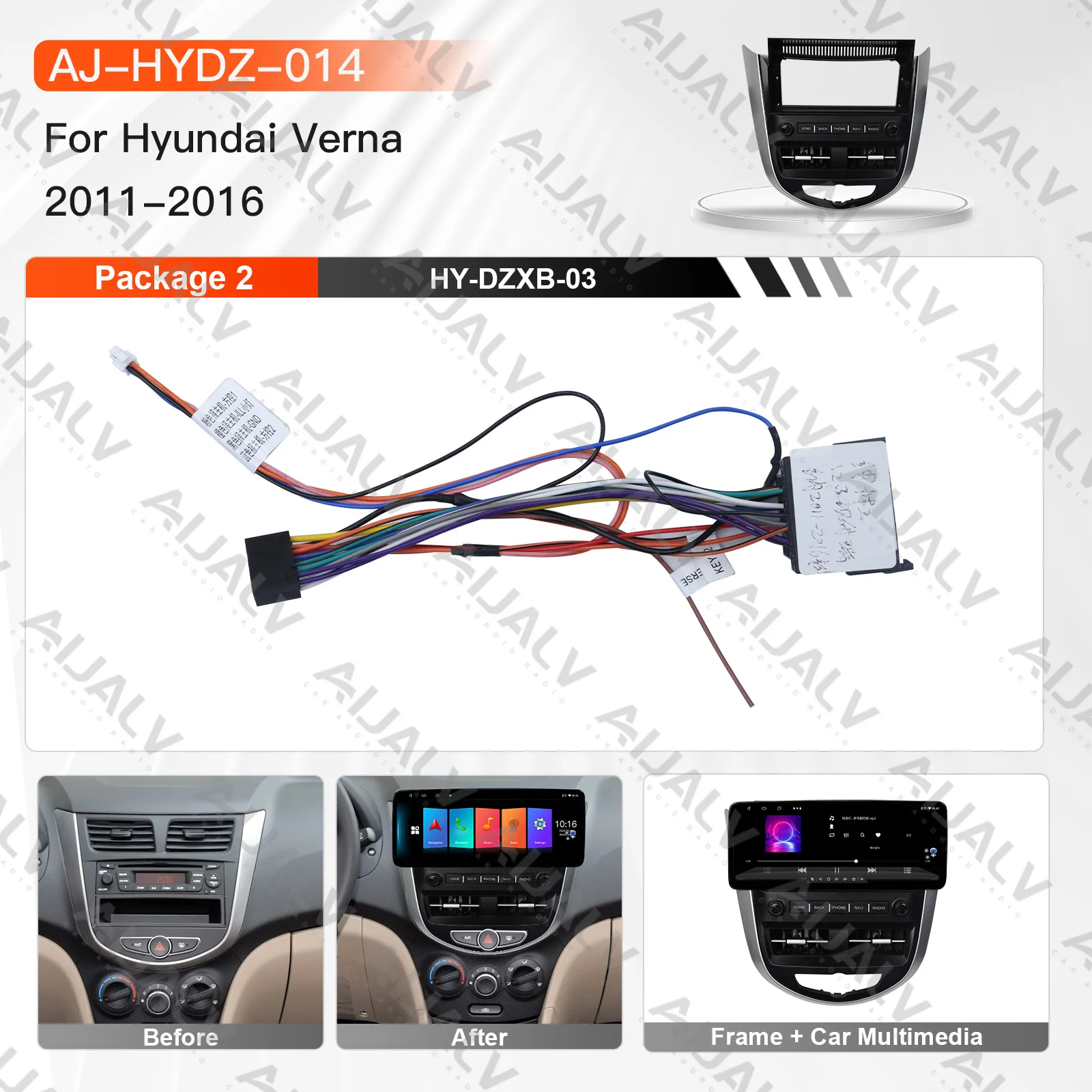 Latest 12.3-inch Car DVD Player Stereo Frame Dashboard for Hyundai Verna 2011-2016 Car Accessories Radio Android with Cable