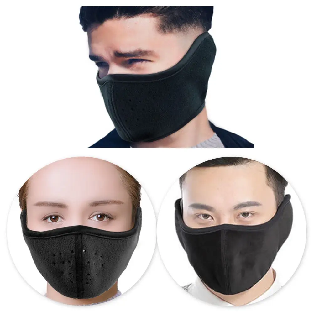 

Зимняя ветрозащитная маска для лица с полным покрытием ушей, многоразовая, теплая, для мужчин и женщин, черная