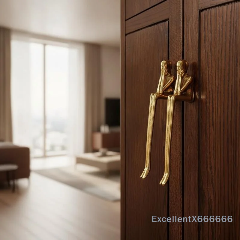 Nordic Modern Humanoid Door Handles Creative Long Drawer Pulls Smooth Surface for Kitchen Cabinet Closet DIY Home Improvement