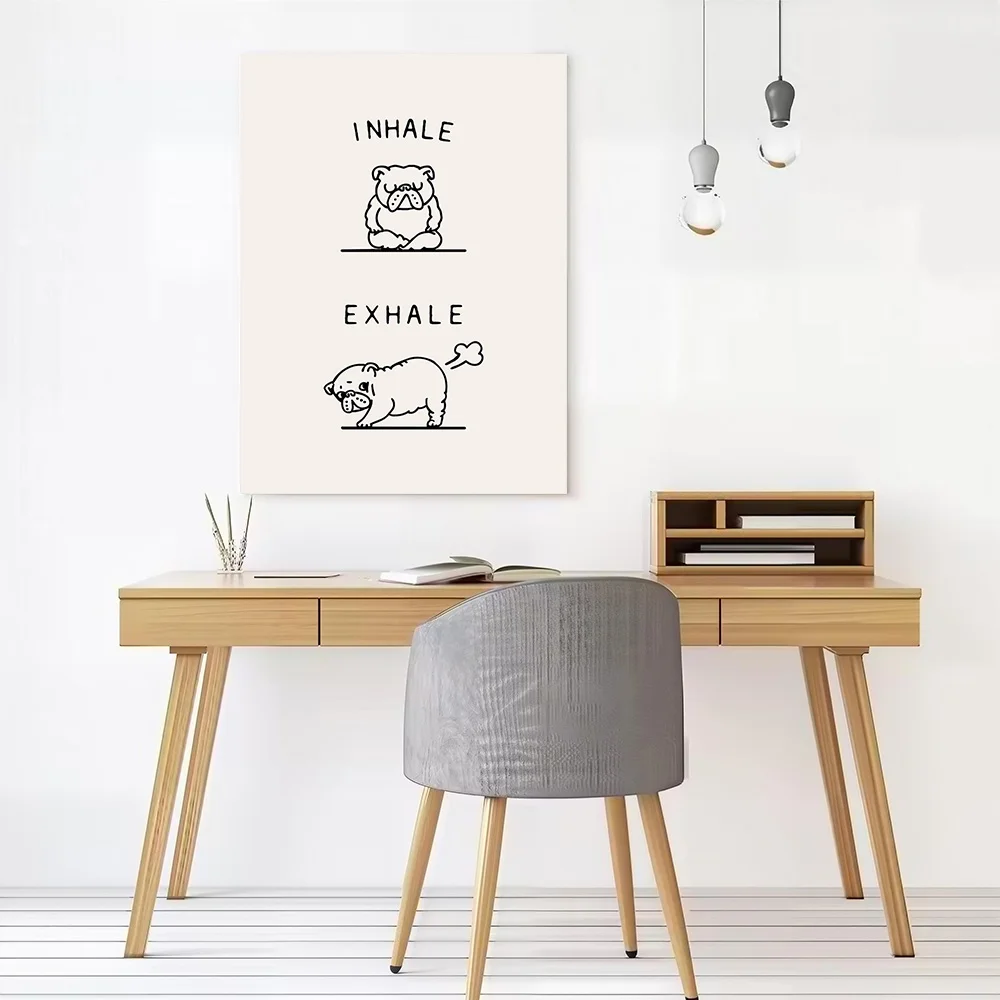 Inhale Exhale Bulldog Canvas Poster Customizable Pictures Wall Art Canvas Painting for Room Decorating Interior Decoration Mural