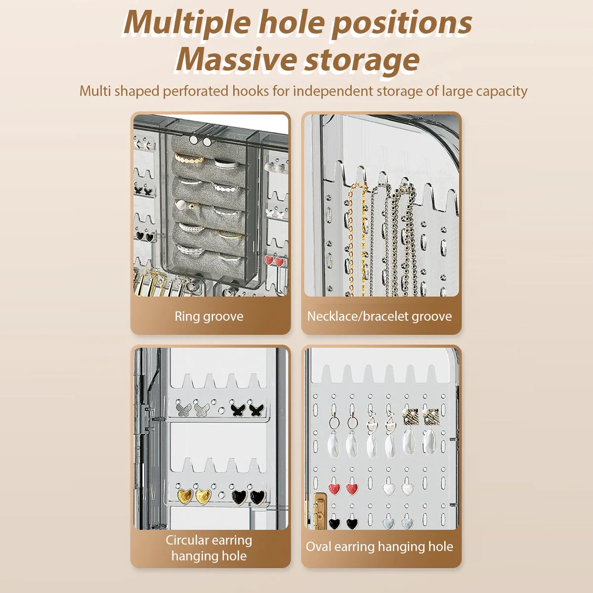 غرفة نوم الحائط القرط قلادة تخزين الرف البلاستيك الشفاف مجوهرات رف شاشة الراقية صندوق تخزين المجوهرات المنزلية #3