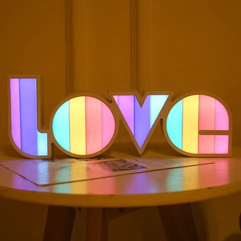 Letter LOVE Modeling LED Night Lights, Warmth Room Lamp, Neon Light, Holiday, Xmas, Wedding Decoration, Lighting, Valentine's Gi