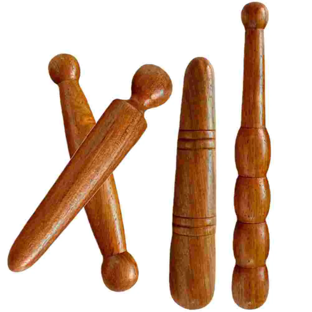 4 Pcs Foot Massage Stick Sole Sticks Massager Tool Wood Rod Red Pear Acupuncture Point Manual Acupoint