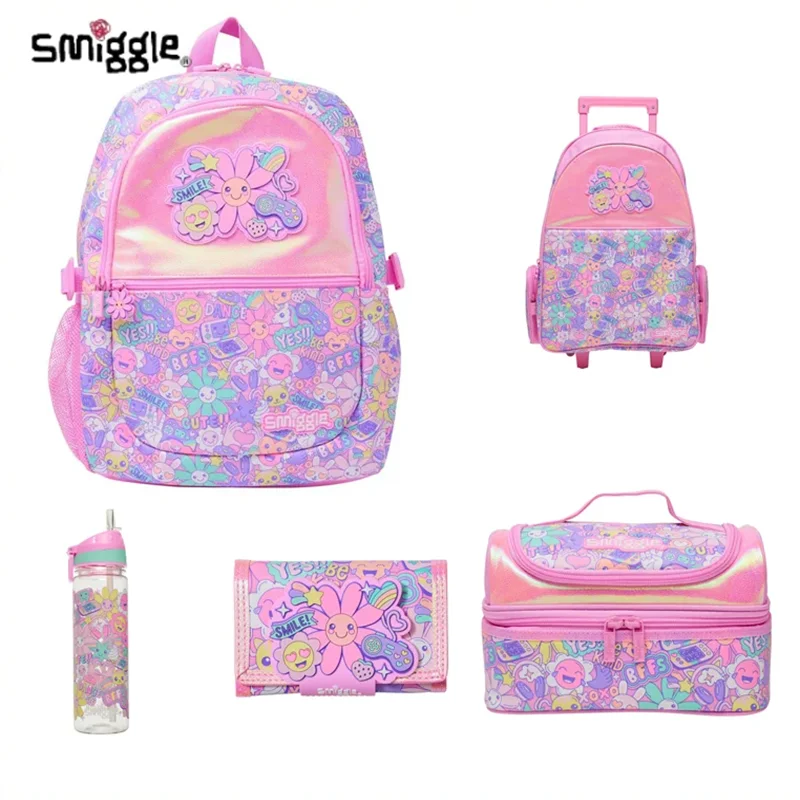 Hot Australian Smiggle Cartoon Backpack For Girls Large Capacity Primary School Backpack Cute Wallet Pen Case Schoolbag Gift Set