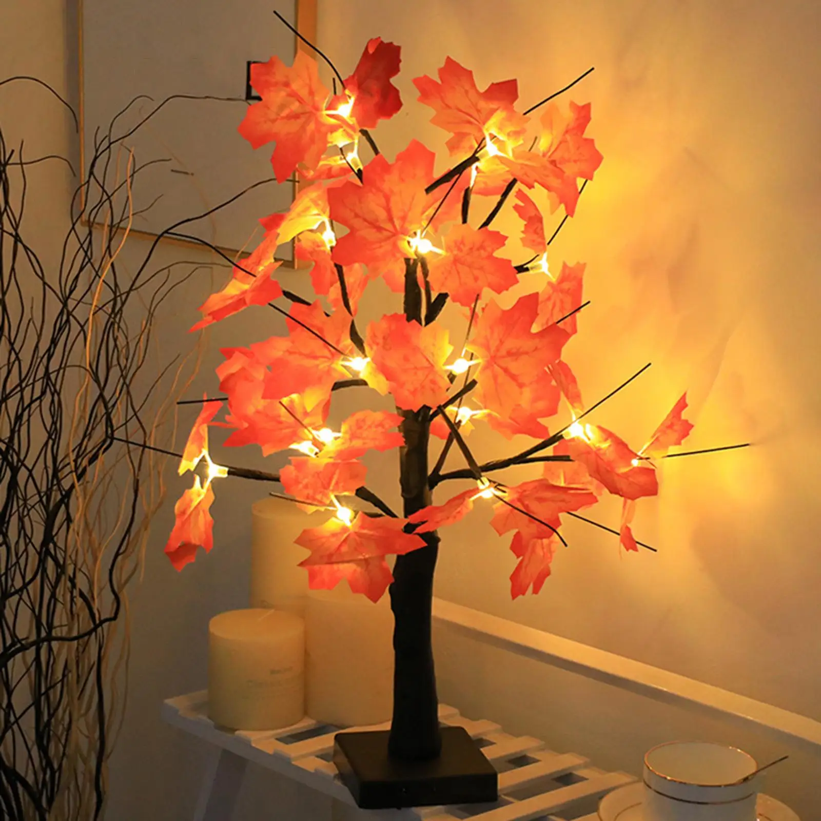 Iluminado Artificial Tree Lamp, Autumn Harvest Decor, Night Light, 24 LEDs
