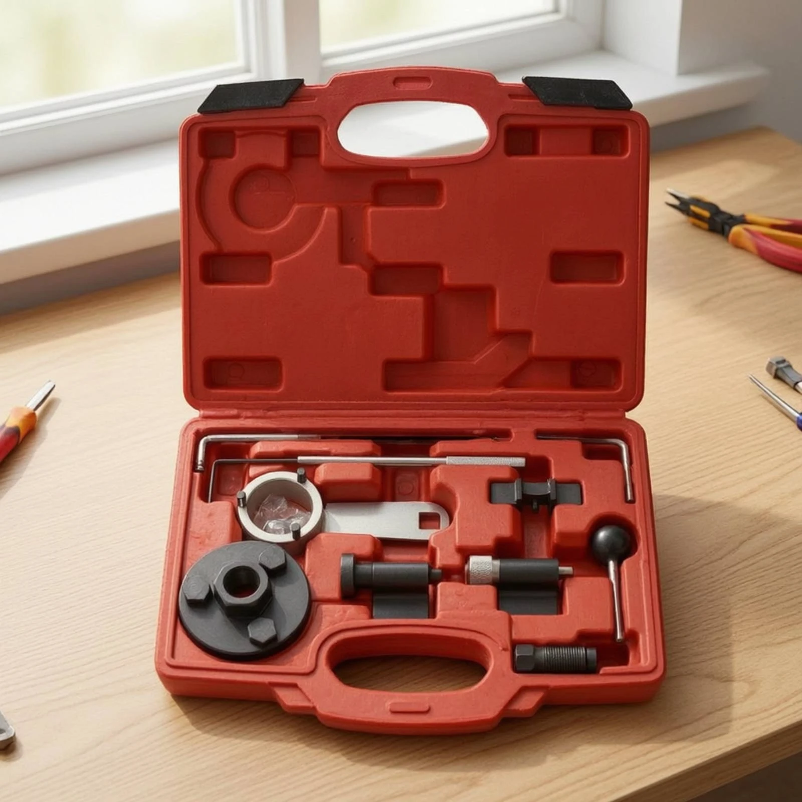 Engine Timing Tool Set with Case Long-Lasting Camshaft Crankshaft Engine Timing Tool Kit Tools Compact Molded for Mechanics