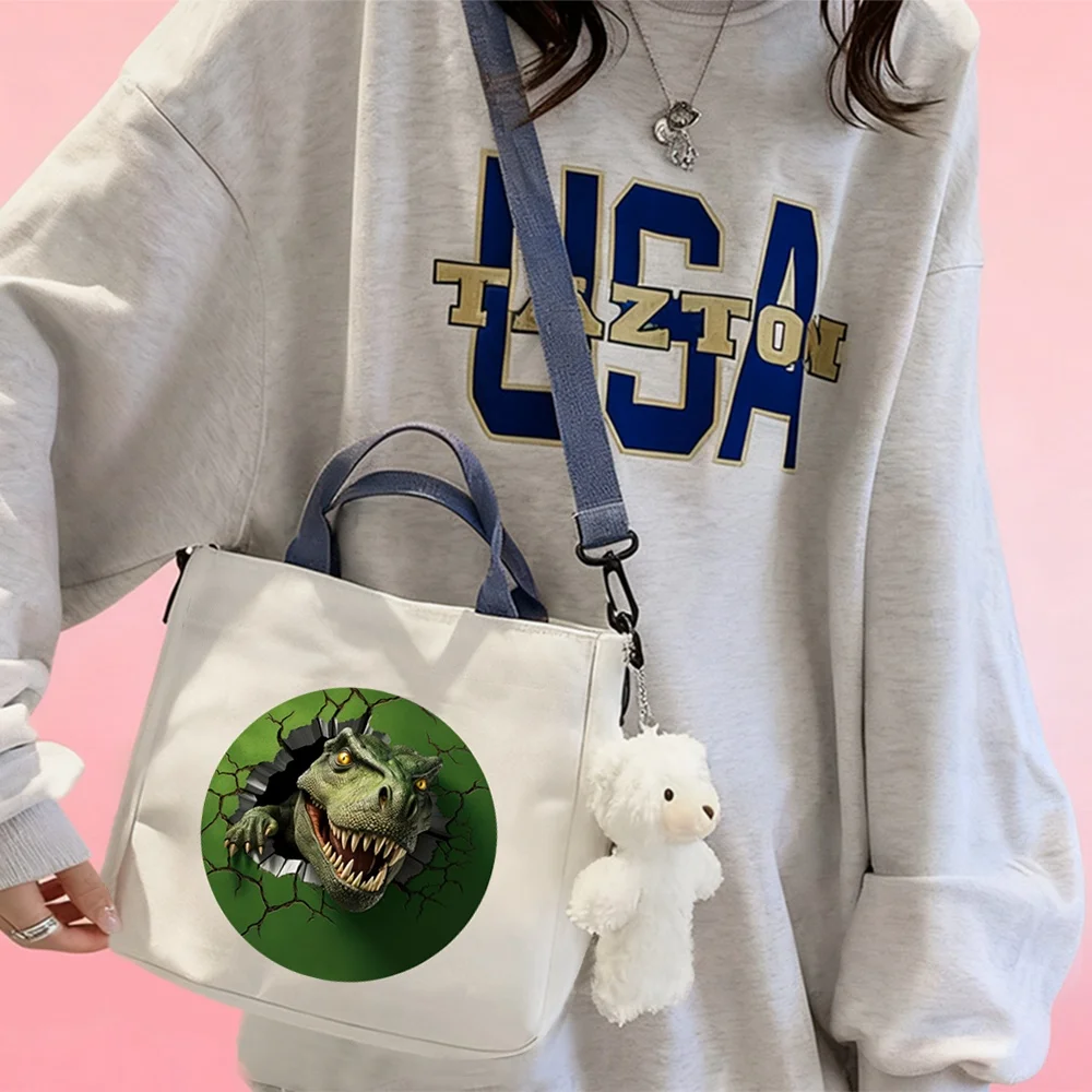Handbags and crossbody bags featuring Tyrannosaurus Rex designs—perfect for travel storage and carrying cosmetics.