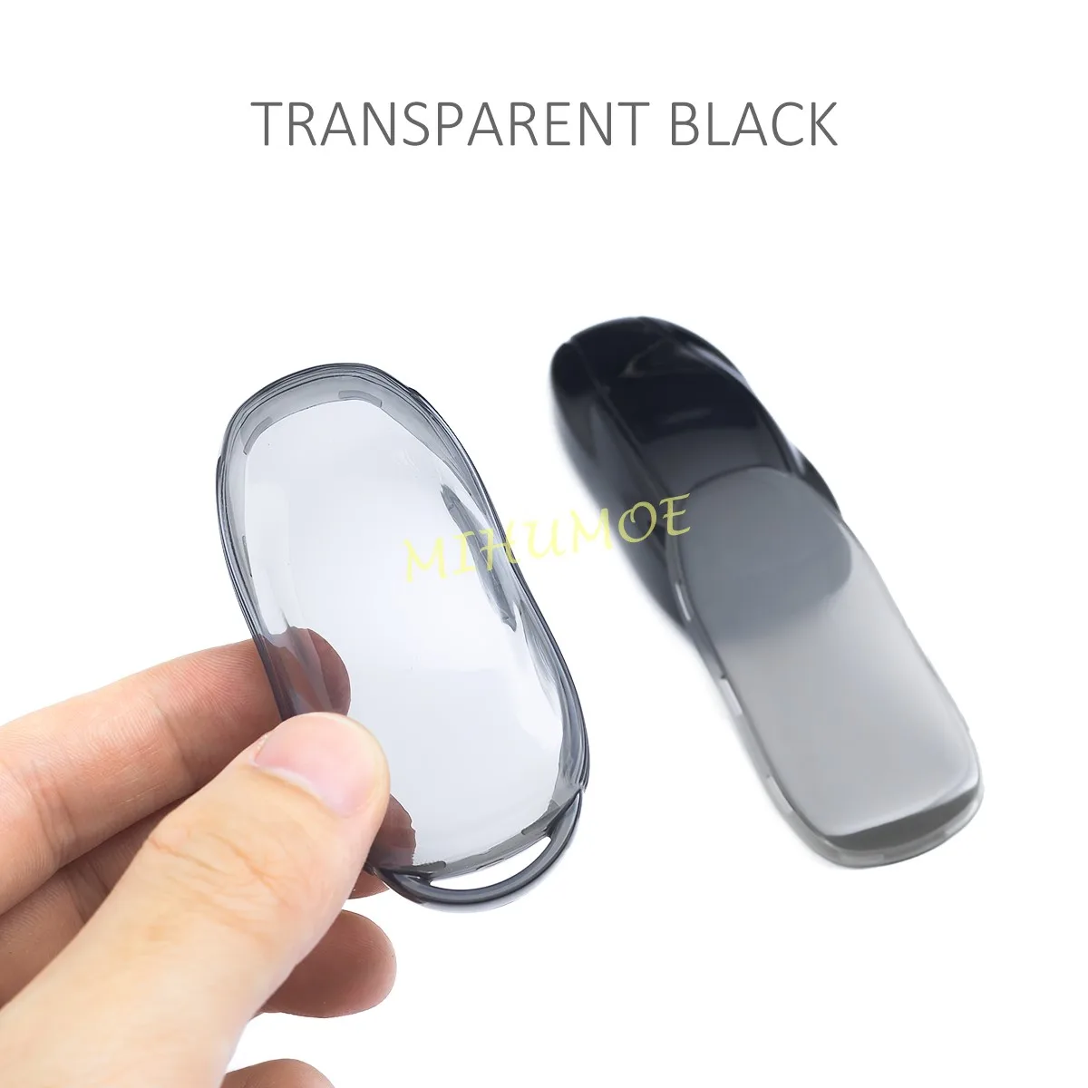 For 2012-2023 Tesla Model 3 Y S Black Transparent Key Fob Case Cover Keychain Ring Shell Protector Car Accessories