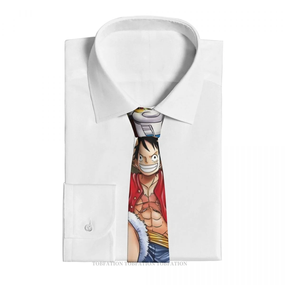 Luffy Print Ties One Piece Casual Unisex Neck Tie Daily Wear Narrow Striped Slim Cravat