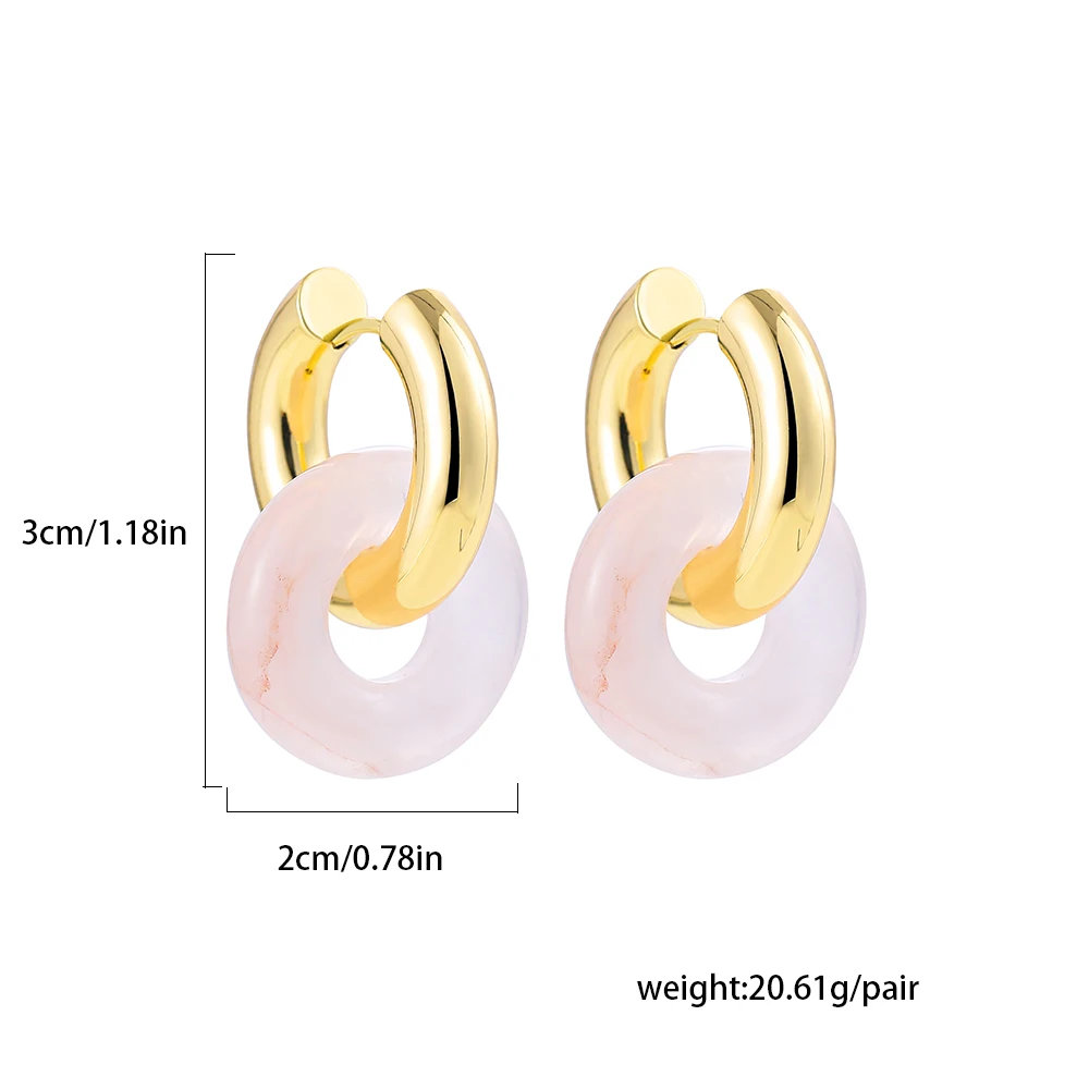 Vintage Round Crystal Stones Circle Pendant Earrings Stainless Steel 18K Gold Plated Hoop Huggies Dangle Earrings for Women Gift