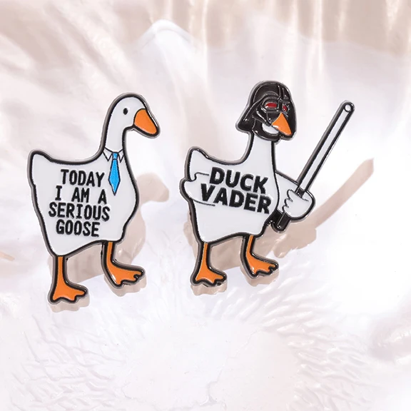 Today I am a serious goose enamel; Pin; Customization; Funny goose egg badge; animal