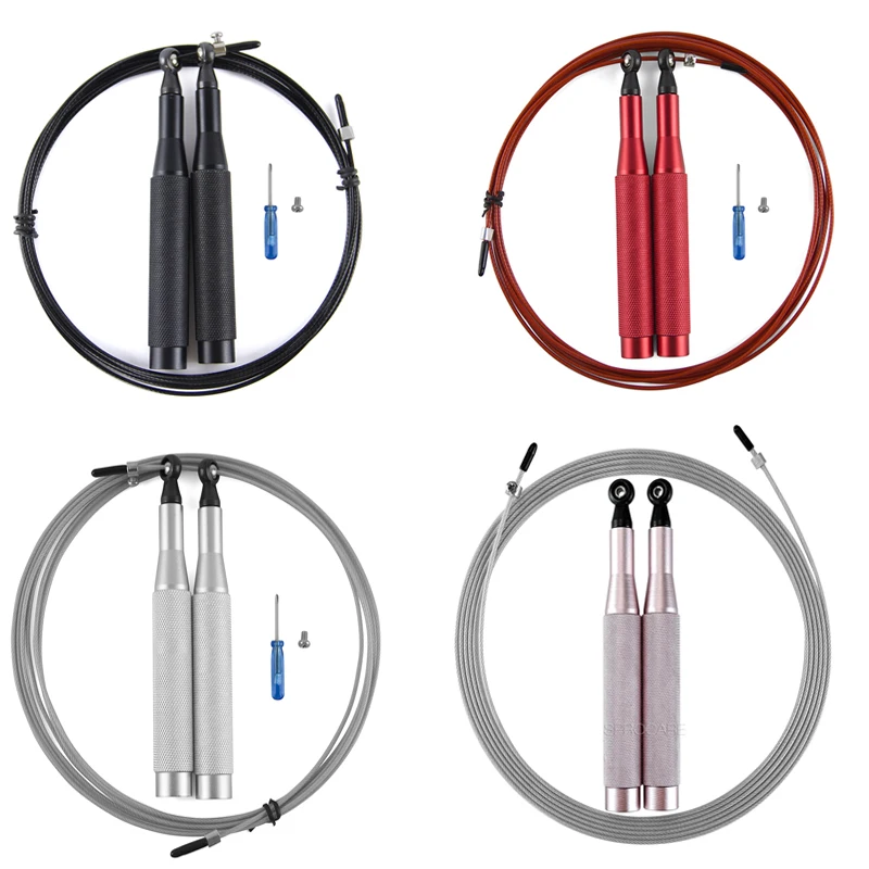 Speed Skipping Rope Adjustable Jumping Rope with Light Weight Aluminium Alloy Handle and Ball Bearing Tangle-Free Exercise Rope