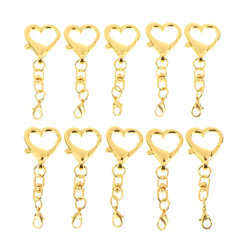 10Pcs Unique Alloy Heart Keyring Pendant Heart Shaped Clasp For DIY Projects
