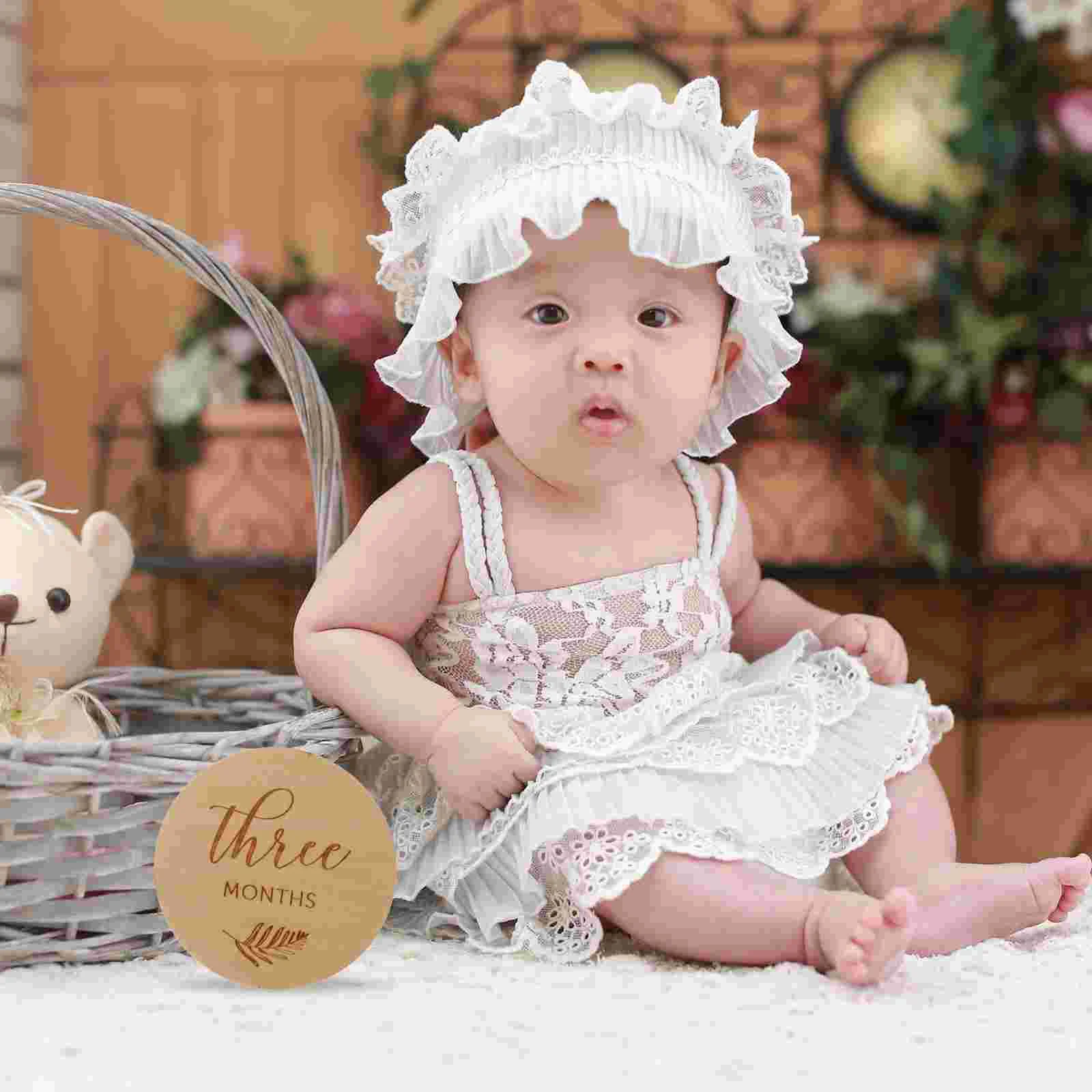 12 Pcs Wooden Growth Cards Milestone Baby Gifts Photo Discs Double Sided Infant Newborn Toddler