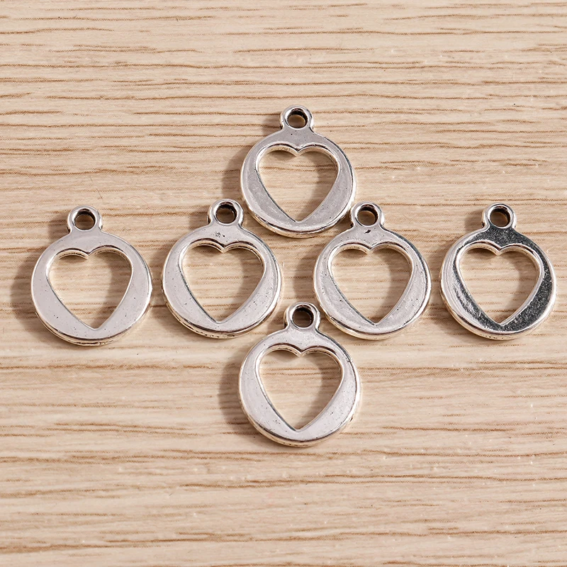 Tusember 50 Stück 12*15mm Legierung Niedliche Metall-Herzanhänger für Schmuckherstellung Niedliche Ohrringe Halsketten Armbänder DIY-Zubehör – Detail 5
