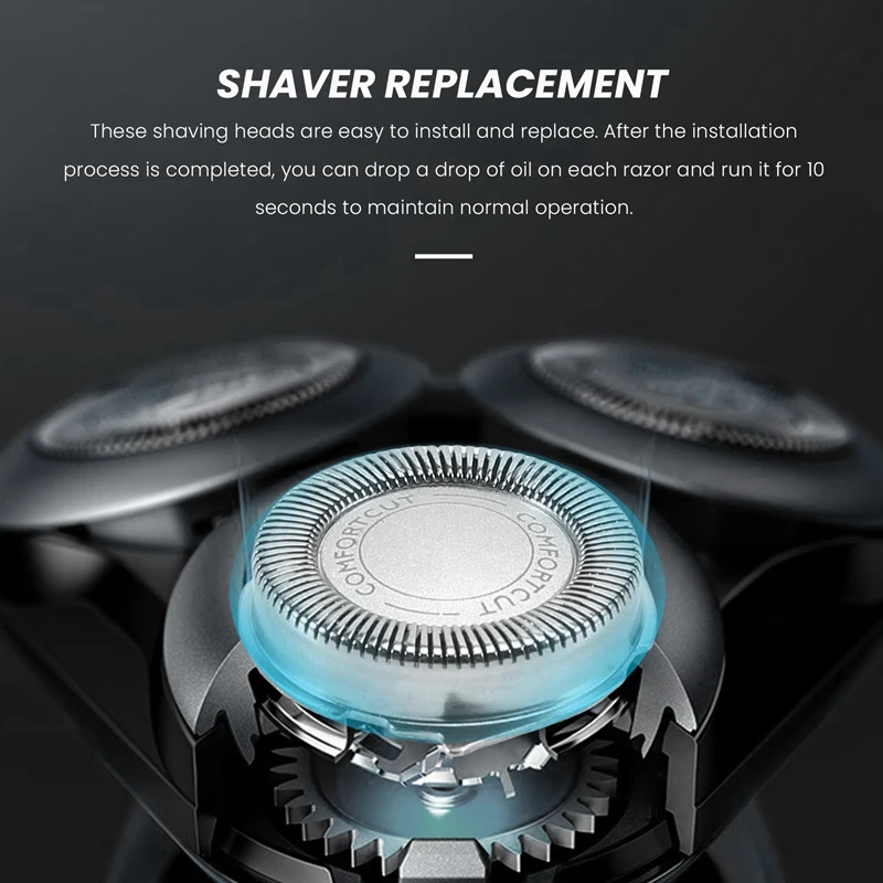 Cabeças de substituição para Philips Series, Shaver, Series 1000, 2000, 3000, 5000 Cabeça de lâmina, SH30, 50, 52, 3pcs