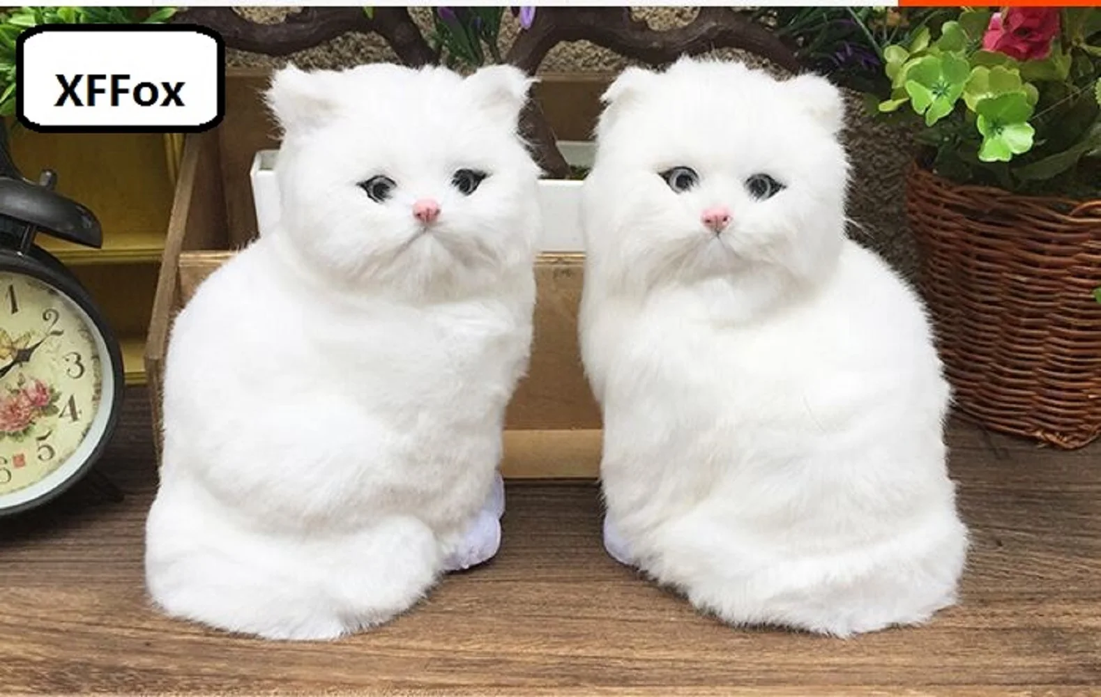 

Милые белые кошки-пары, сидящие, из пластика и меха, 18x12x11см, подарок, реалистичные фигурки кошек