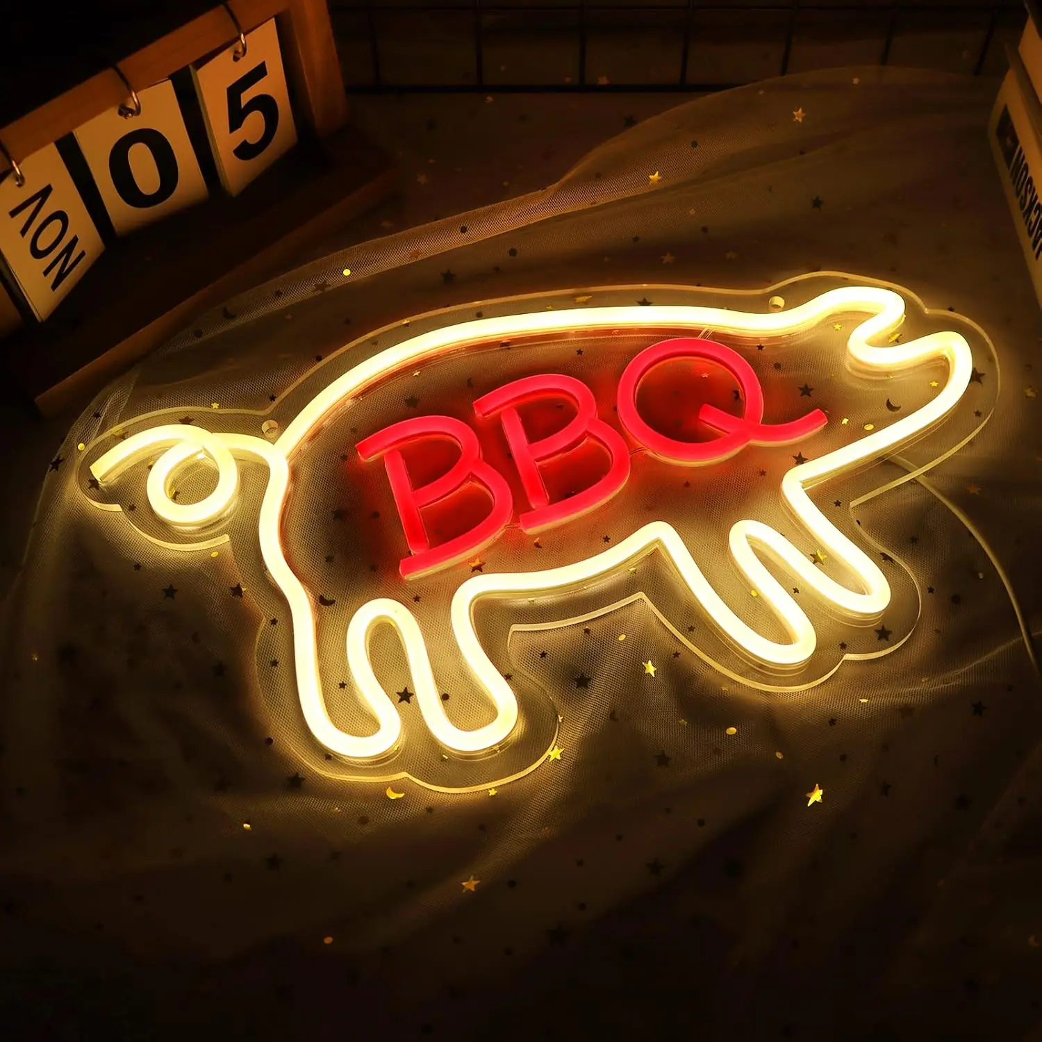 bbq-ledネオンサイン-usb電源-ライトアップサイン-壁飾り-bbqレストラン-バーベキューレストラン-マンケイブ-バー-クリスマスパーティー用